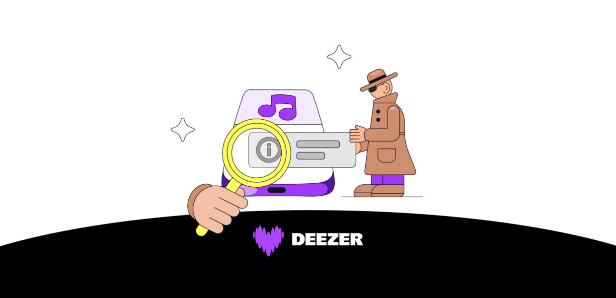 Deezer AI music detector launch graphic showing AI labeling across streaming playlists