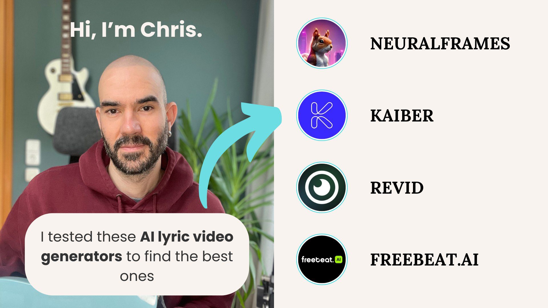 Christopher Wieduwilt reviewed 4 of the best AI lyric video generator tools to find the best ones including Neuralframes, Kaiber, Revid, Freebeat.ai.
