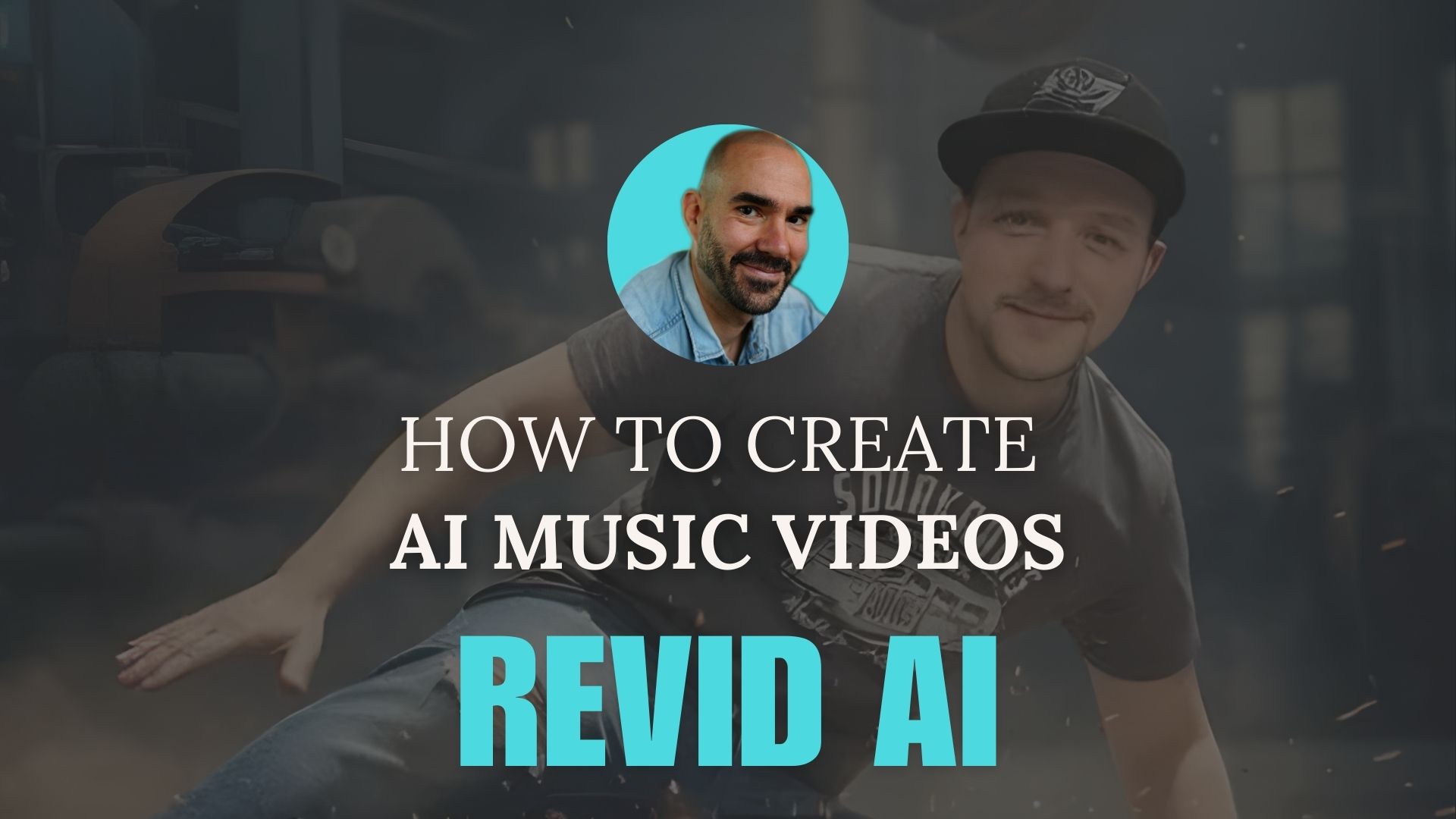 Tutorial thumbnail showing how to create AI music videos using Revid AI video generator.