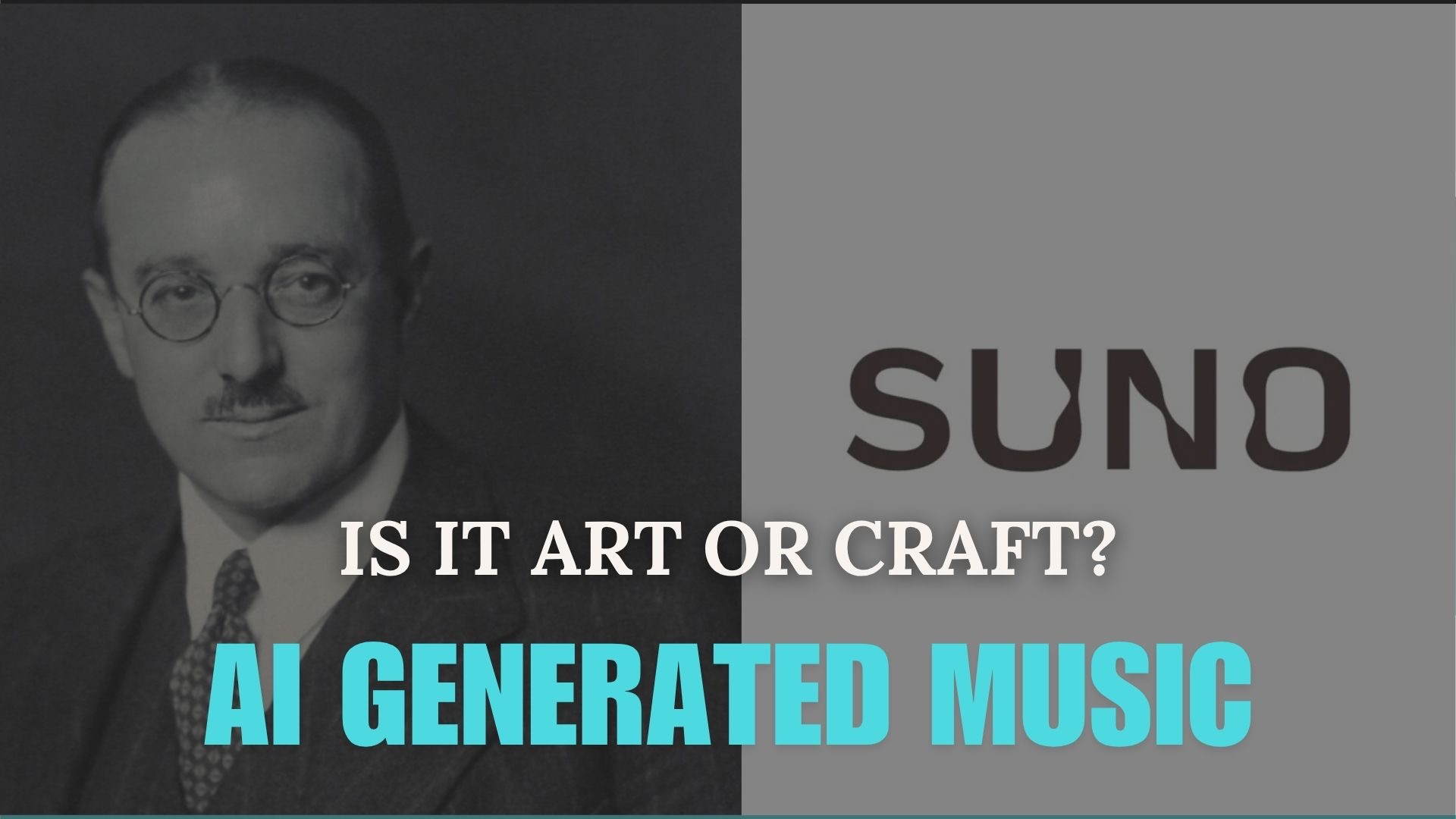 Split graphic asking "Is It Art or Craft?" with R.G. Collingwood portrait and Suno logo.